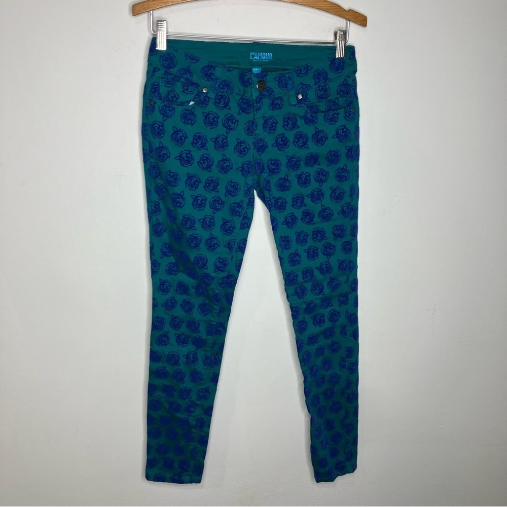 Nanette Lepore L’amour‎ floral jeans blue green size 5